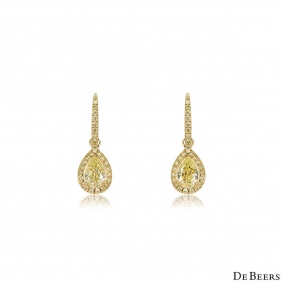 De Beers Yellow Gold Diamond Aura Earrings 1.80ct TDW